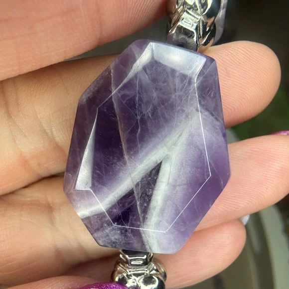 Hand-crafted Chevron Amethyst Necklace